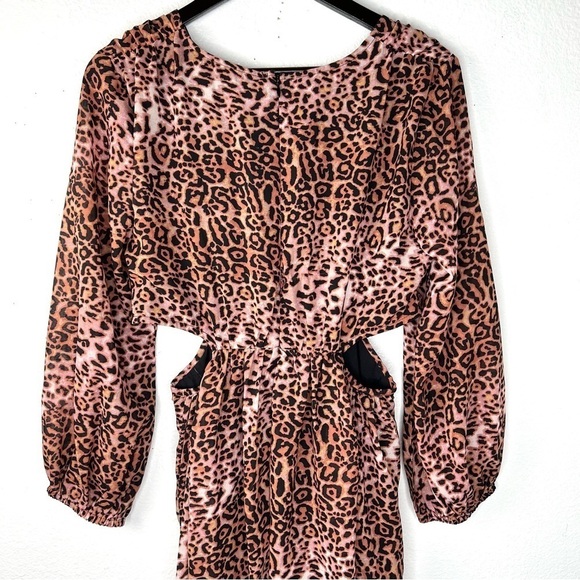 ANTHROPOLOGIE Ranna Gill Leopard Print Midi Dress Puffed Sleeves Size Medium - Picture 10 of 17